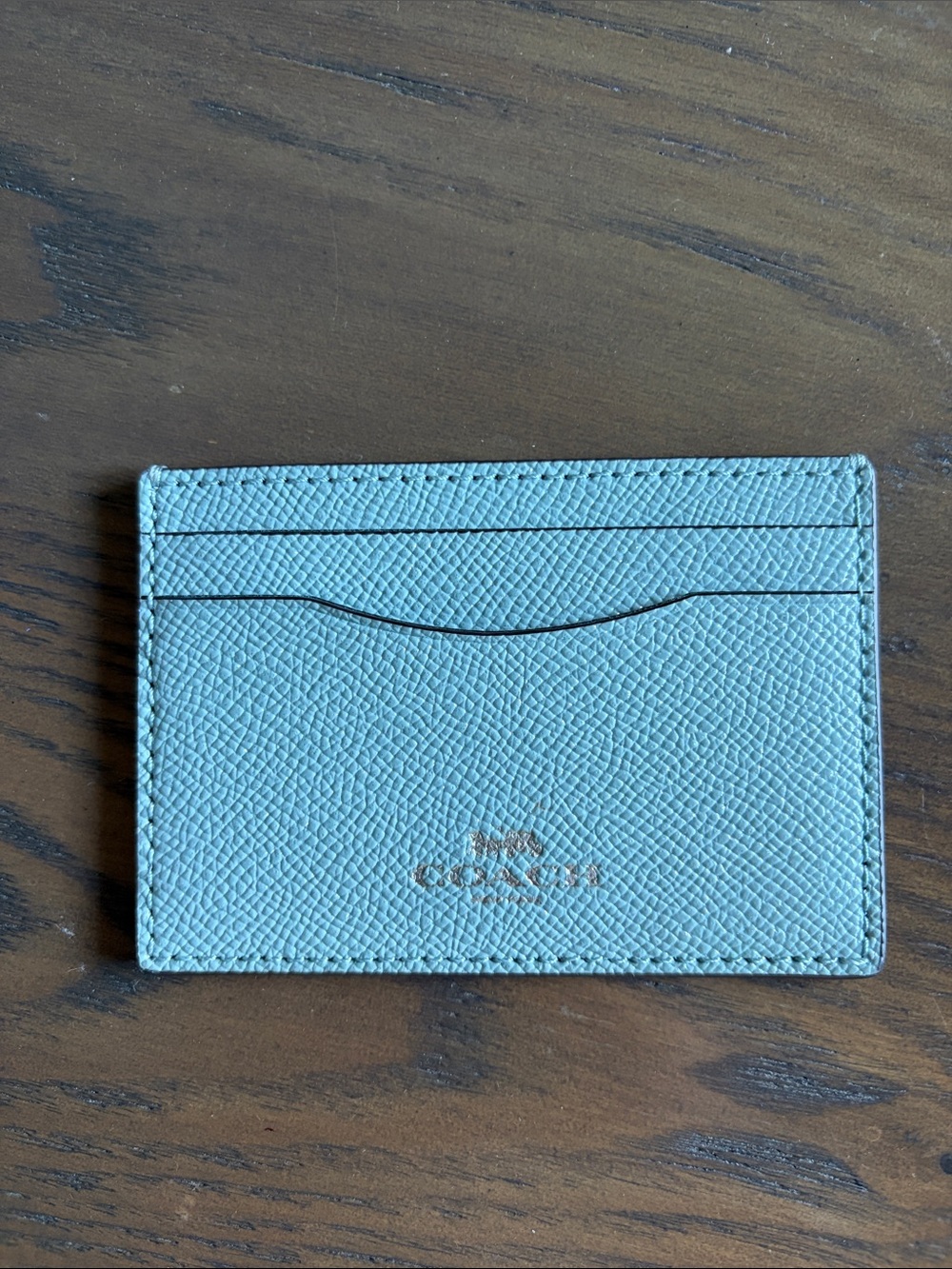 Coach Leather Card Case in sparkly Light Blue